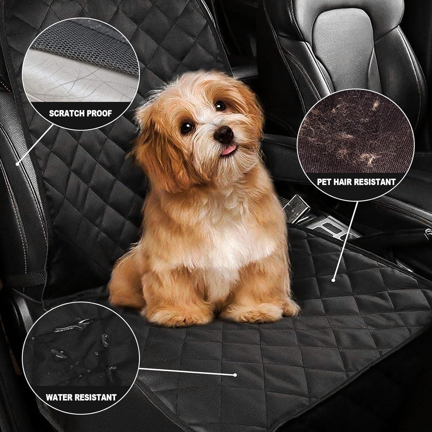 Asfrost Dog Seat Cover Cars Trucks Suvs, Thick 600D Waterproof Pet Car Seat Cover Dog, Heavy Duty & Wear-Resistant Durable Nonslip Backing with Side Flaps, Scratchproof Dog Front Seat Cover