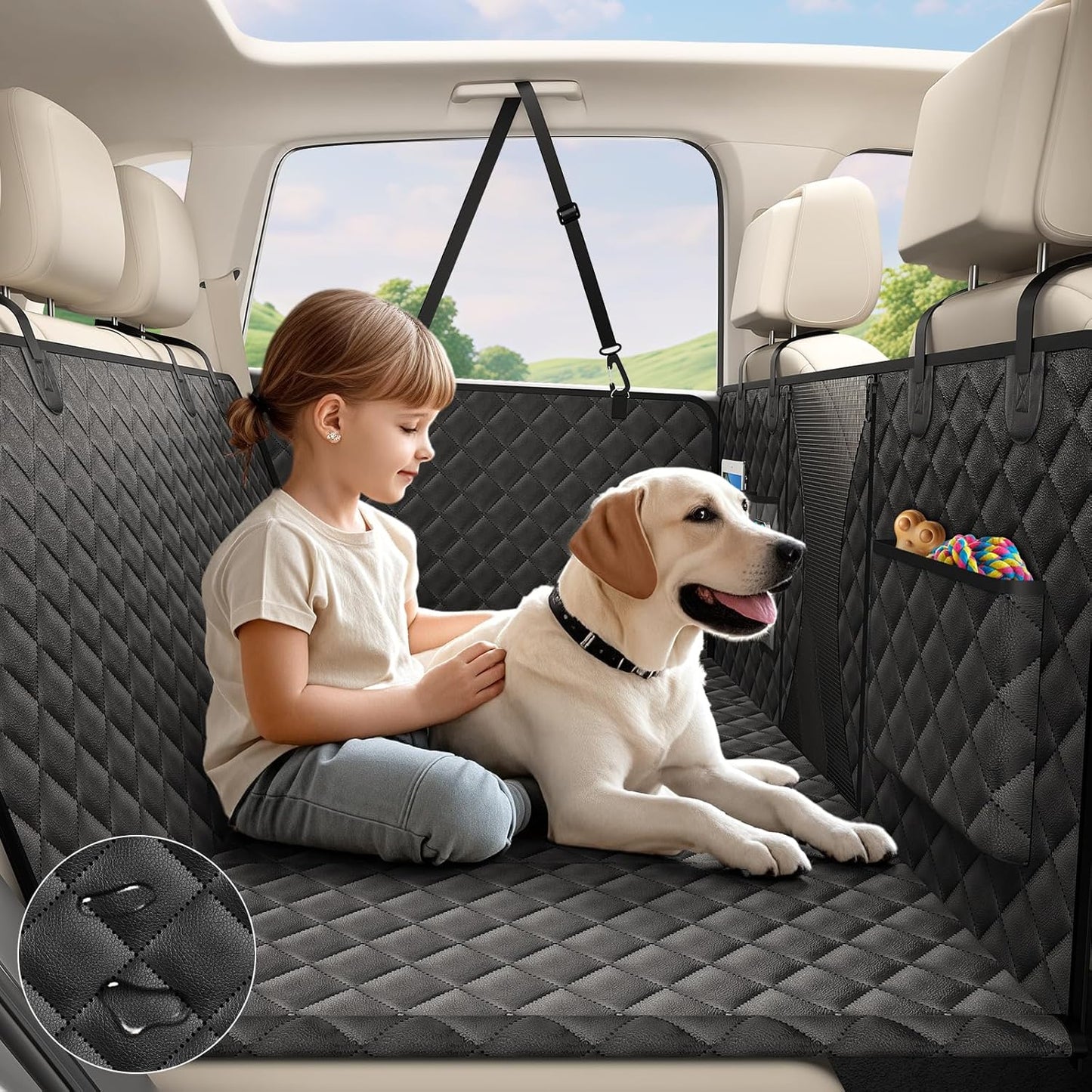 Asfrost Dog Seat Cover Cars Trucks Suvs, Thick 600D Waterproof Pet Car Seat Cover Dog, Heavy Duty & Wear-Resistant Durable Nonslip Backing with Side Flaps, Scratchproof Dog Front Seat Cover