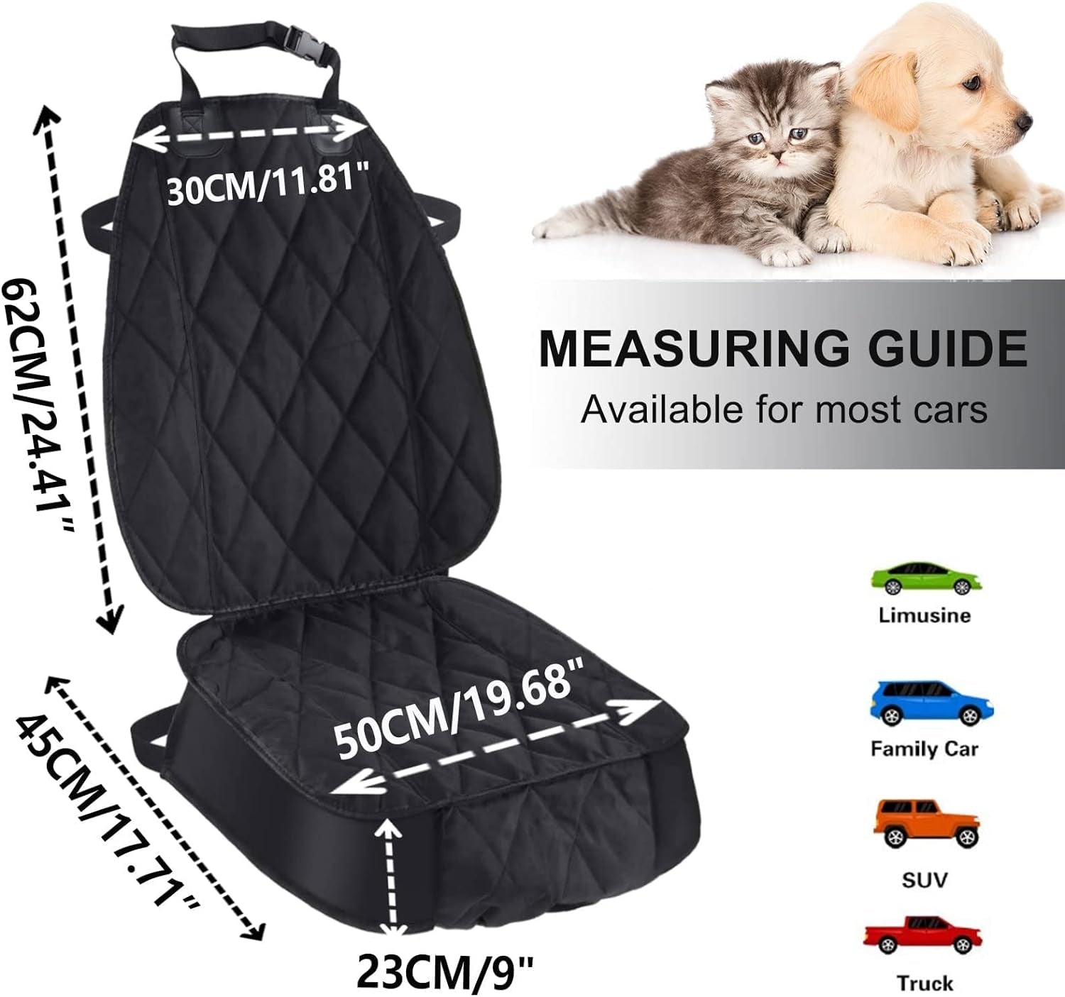 Asfrost Dog Seat Cover Cars Trucks Suvs, Thick 600D Waterproof Pet Car Seat Cover Dog, Heavy Duty & Wear-Resistant Durable Nonslip Backing with Side Flaps, Scratchproof Dog Front Seat Cover